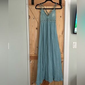 Blue Maxi dress with criss cross back